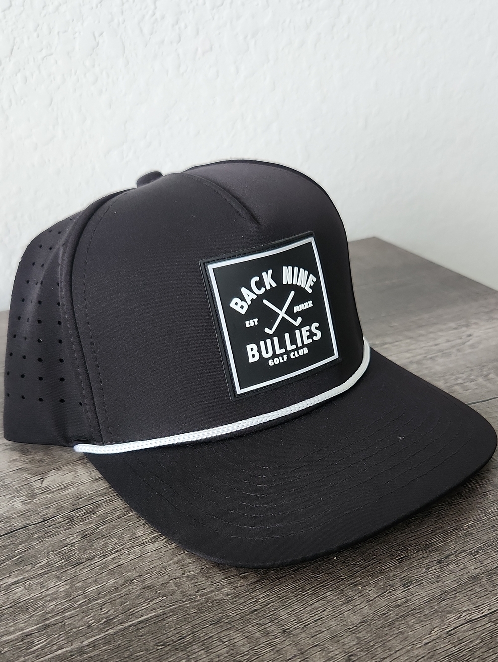 Black Mesh Rope Trucker Hat